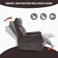 thumbnail image 5 of UHOMEPRO Swivel Rocker Recliner Chair, Faux Leather Manual Recliner with Heat and Massage, 360° Swivel Rocking Recliner Chair for Living Room, Home Theater Seating, Black, 5 of 8