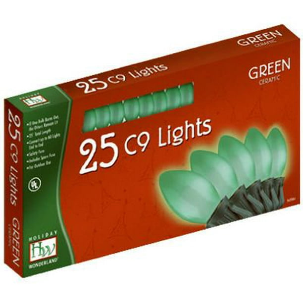 Christmas Lights Set, Green Ceramic, 25 Ct., Noma, 2924G88 Walmart