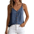 thumbnail image 2 of SwiftWear Women's V Neck Camisole Button Front Loose Fit Spaghetti Strap Summer Tank Top Cotton Casual Tops for Daily Beach Vacation, 2 of 7