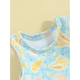 thumbnail image 6 of Musuos Toddler Girl's Summer Two-piece Swimsuit 3M 6M 12M 2Y 3Y Starfish Print Sleeveless Crewneck Ruffled Tank Tops with Shorts Set, 6 of 10