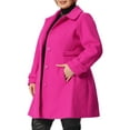 thumbnail image 5 of Agnes Orinda Women's Plus Size Coats Single Breasted Trench Jacket Winter Long Peacoats 2X Hot Pink, 5 of 8