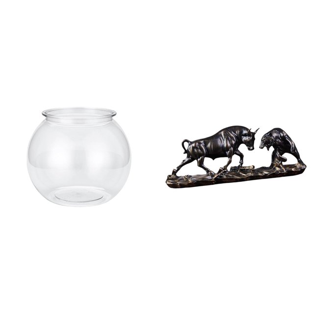 Acuario de escritorio,Pecera pequeña transparente,pecera,jarrón,mesa.,Estatua de escritorio,Figura decorativa de pelea de toros y osos,Colecciones de esculturas de toros,artesanía de