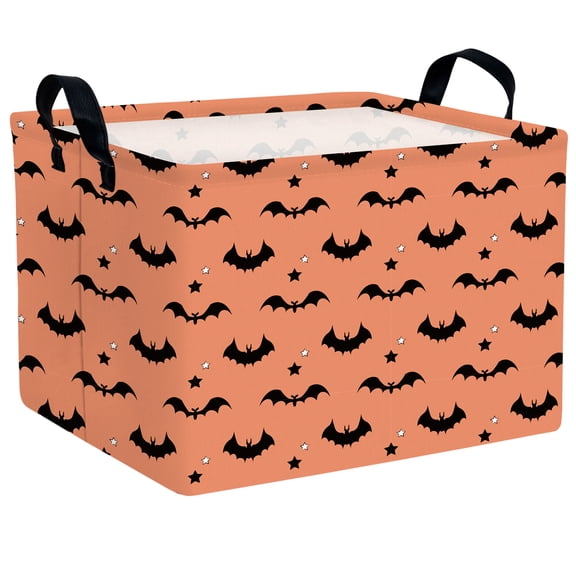 ASKETAM Cute Bat Halloween Basket for Kids Trick or Treat Party Decor Storage Bin (Orange&Black)