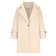 thumbnail image 3 of WCMZJ Women Winter Fall Single Breasted Pea Coat Bussiness Work Trend Coat Overcoat Long Sleeve Lapel Jacket Outerwear Beige M, 3 of 5