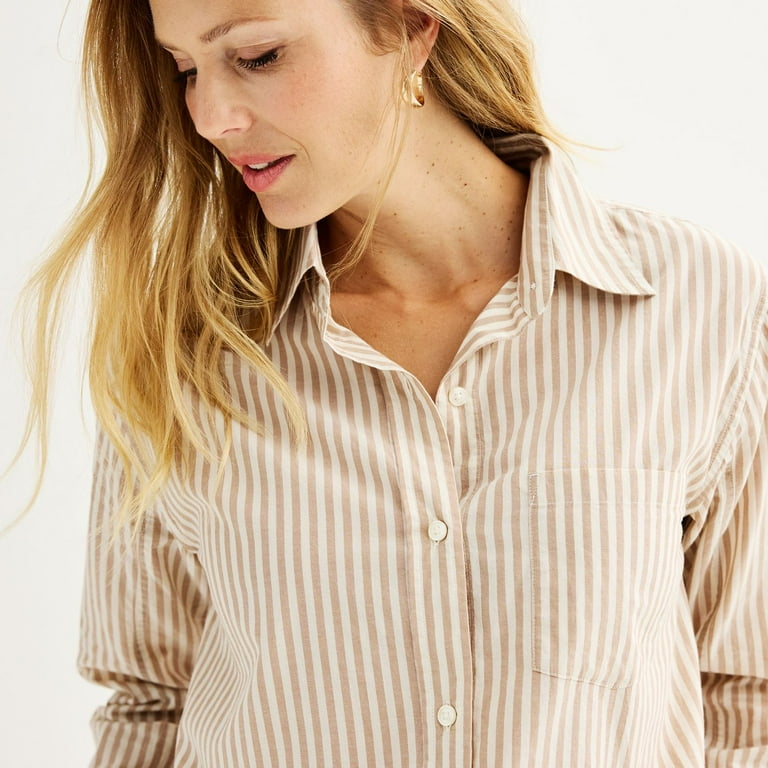 Women's Sonoma Goods For Life Oversized Boyfriend Shirt Color: New Light  Chambray Size: X LARGE - Walmart.com