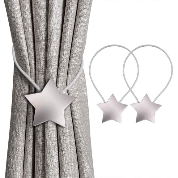 LAMIRO 2Pack Magnetic Curtain Tieback,Star Tie Backs Holder for Window Draperies Hold Curtains Drape Ties Backs Holdback,Bedroom Home Decor