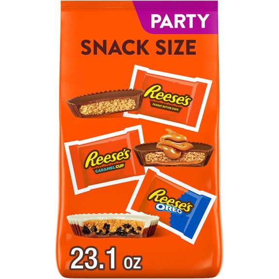 REESE'S Assorted Flavored Snack Size Peanut Butter Cups, Candy Party Pack, 23.1 oz
