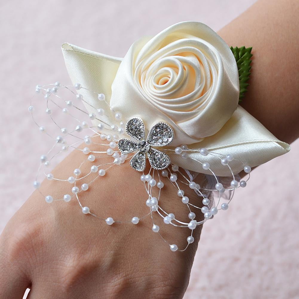 Details about   Wedding Wrist Pearl Corsage Bracelet Bridal Bridesmaid Hand Wrist Flowers