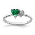 thumbnail image 3 of Sterling Silver Polished Created Emerald and Diamond Ring Size 8, 3 of 3