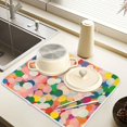 thumbnail image 2 of Yayeee Dish Drying Mat for Kitchen Counter 16" x 18" Microfiber Super Absorbent Coffee Decorative Pad, Pink Colorful Circles, 2 of 9
