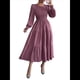 thumbnail image 2 of Vestido de Otoño para Invitada de Boda, con Mangas Largas, Volantes, Cuello Redondo, y Fluido. Púrpura L, 2 of 7