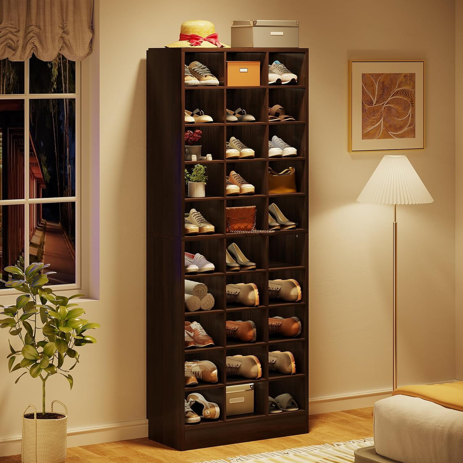 Tribesigns 10-Tier Shoe Storage Cabinet,  Wooden Shoe Rack with 30 Cubbies, Freestanding Tall Entryway Shoe Organizer for Closet, Entryway, Living Room