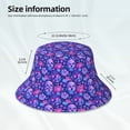 thumbnail image 4 of Daiia blue Skull purple flower1 Pattern Bucket Hat - Trendy Cotton Sun Hat for Beach, Golf, Fishing - Fun Outdoor Vacation Boonie for Men and Women, 4 of 9