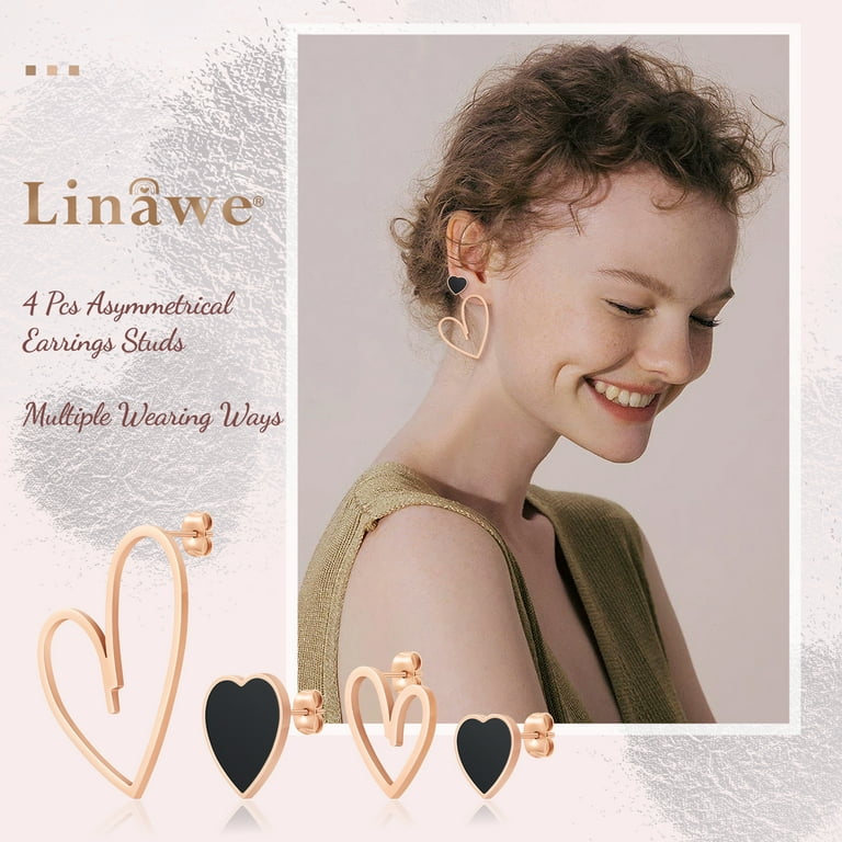 Red Fashion Women's Hypoallergenic Stud Earrings - Heart Design With Diamond Drop, Cartilage Earrings & Mother's Day Gift