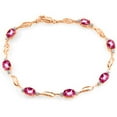 thumbnail image 2 of Galaxy Gold 14K Solid Gold Natural Diamond & Pink Topaz Tennis Bracelet for Women - Rose Gold Fine Jewelry, 2 of 2