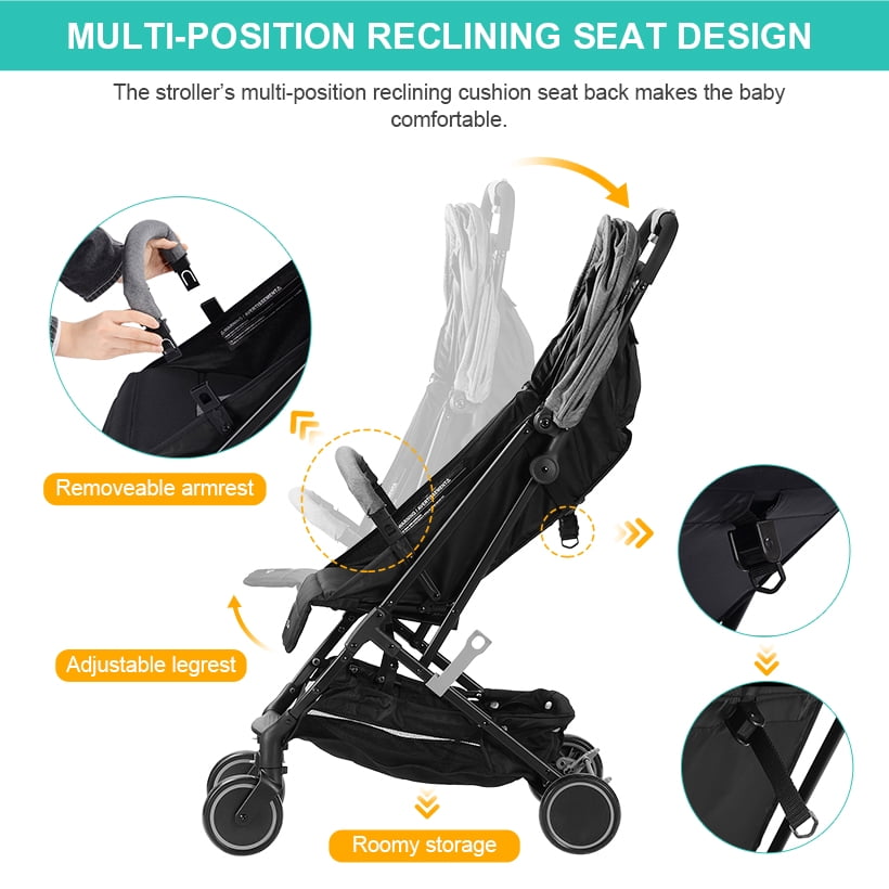 LIVINGBASICS 2 In 1 Convertible Baby Stroller Foldable Compact Stroller Baby Carriage With Storage Basket And Adjustable Canopy