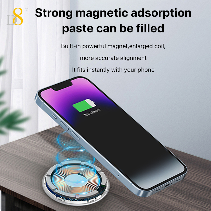 D8 15W Magnetic wireless charging Magnetic Charger ,for iPhone Compatible with iPhone 15/15Puls/15Pro/15Pro Max/14/ Max/13/13/12 Pro series，Strong Magnetic Charger Pad with Type C Cable