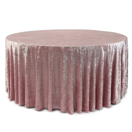 

132 Inch Round Crushed Velvet Tablecloth Dusty Rose
