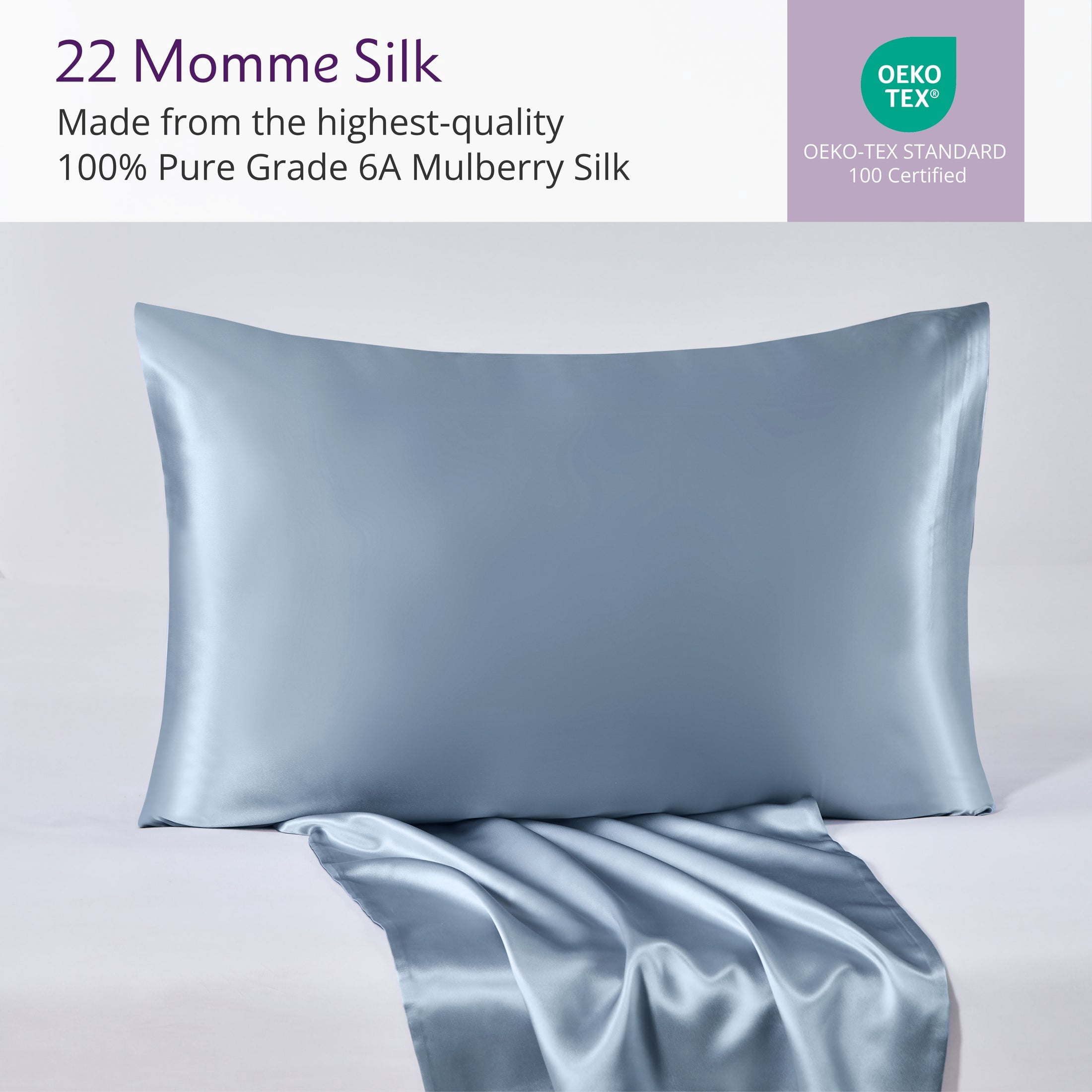 22 Momme Silk Pillowcase - Steel Blue