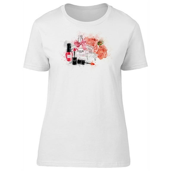 Lipstick, Roses And Perfume T-Shirt Women -Image by Shutterstock, Female Small