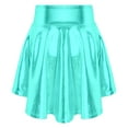 thumbnail image 2 of YONGHS Kids Girls Shiny Metallic High-Low Pleated Flare Skirts Dance Athletic Scooter Skater Skort Lake Green 14, 2 of 5