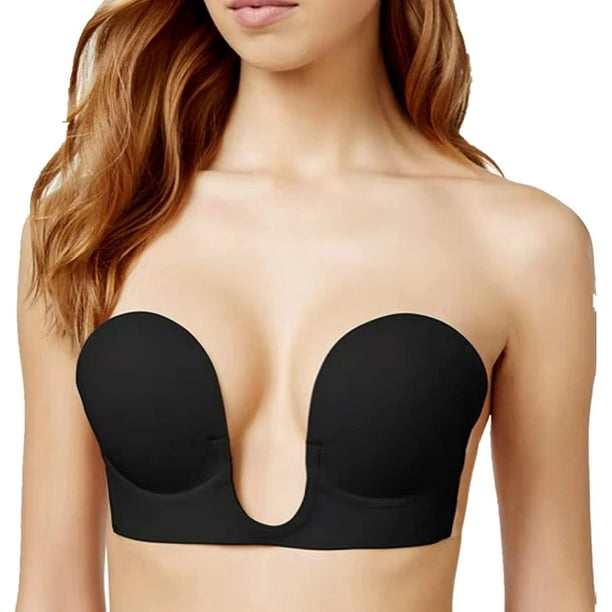 Invisible Push Up Bra Strapless Bra Sticky Silicone Deep U Cup C Flesh  Color
