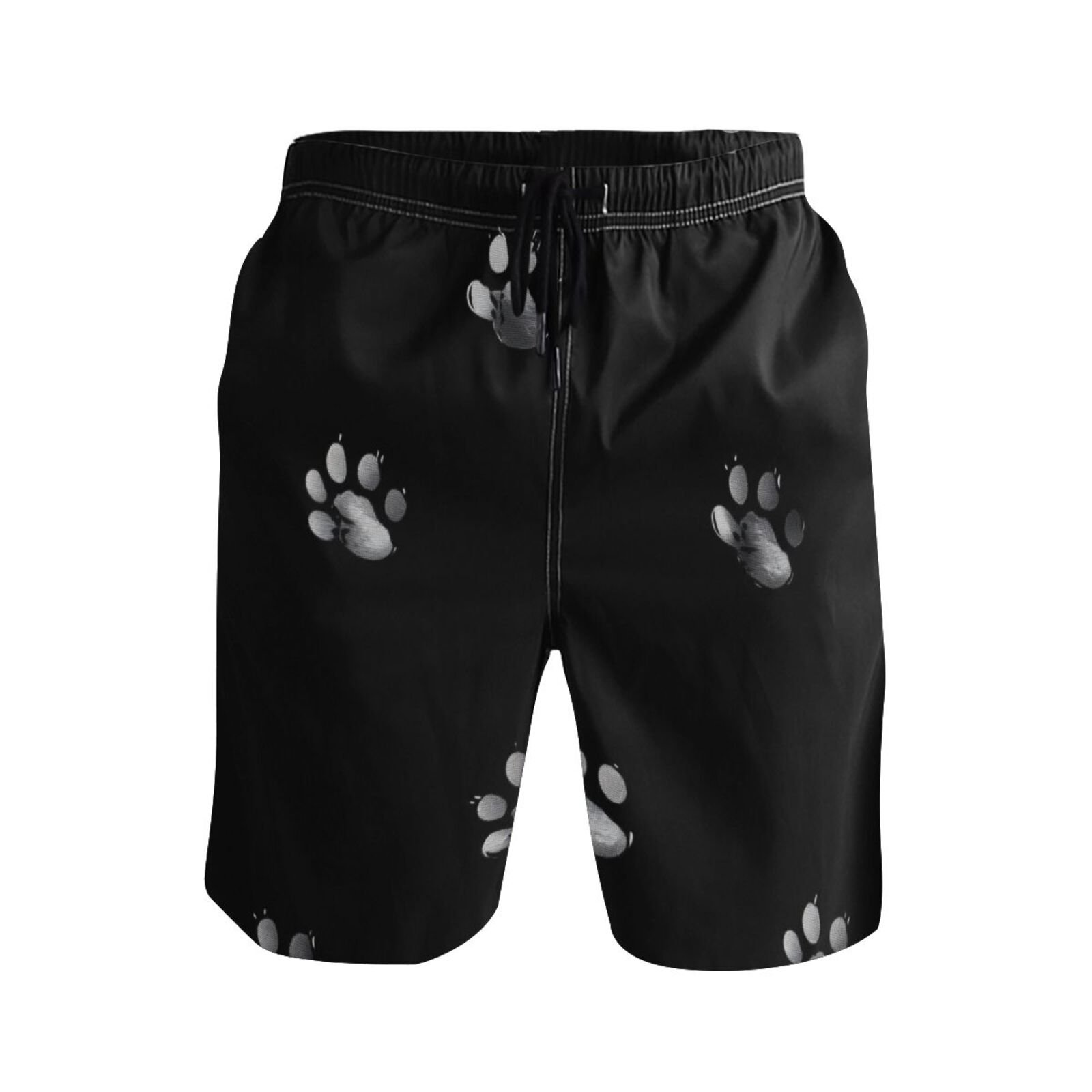 IAUYY Men s Quick-Dry Beach Shorts with All-Over Print - Lightweight Swim Trunks for Summer (S-XXL) Machine Washable White Paw