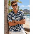 thumbnail image 5 of Sumtumn Beach Shirts for Men Short Sleeve Hawaiian Navy Blue Floral Shirt Button Down Aloha Shirts, 5 of 9