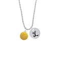 thumbnail image 2 of Delight Jewelry Silvertone Large Water Polo Ball Silvertone Script Initial Disc - L - Charm Necklace, 20"+3", 2 of 4