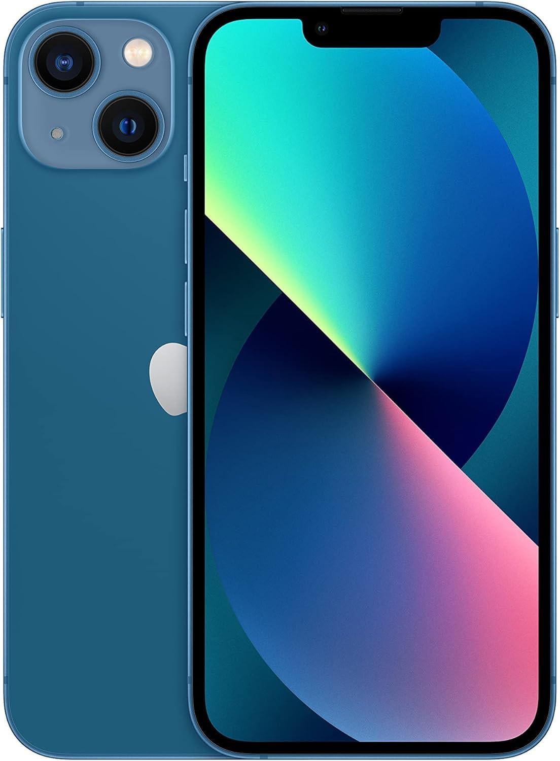 Restored Apple iPhone 13 512GB Blue Fully Unlocked Bundle: LED Wireless Speaker, Bluetooth Headphones, Screen Protector, Wireless Charger, & Phone Stand (Refurbished)