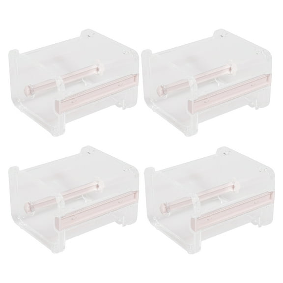 4 Pack Transparent Visible Desktop Multi Washi Masking Tape Dispenser,Tape Cutter,Roll Tape Holder,4 * Tape Dispenser,Beige & transparent