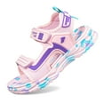 thumbnail image 4 of CAIVO Girls Shoes Sandals Everyday Wear And Beach Play Soft Sole Thick Bottom Strappy Comfortable Toddler Kids Footwear With Hook And Loop Closure Summer Solid Color Sandals Versatile Footwear, 4 of 8