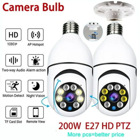 

Leeten Metal E27 Bulb SuRVeillance Camera Wifi Night Vision Full-color Automatic Body Tracking 4x Digital Zoom Video Security Monitor White