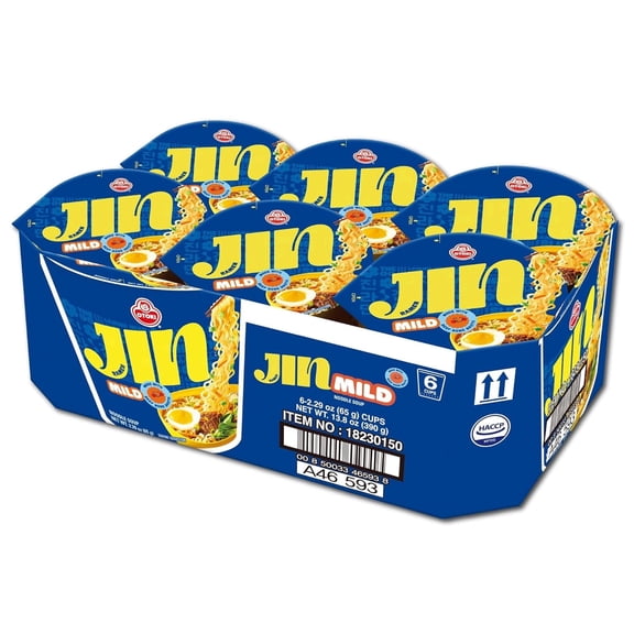 OTOKI Jin Ramen Mild Cup Noodles – Authentic Korean Instant Cup Ramen with Beef Bone Broth, Savory & Smooth Flavor, 2.29 oz (Pack of 6)