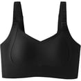 thumbnail image 4 of Huowey Bras For Women No Underwire Solid Color V Neck Comfortable Soft Stretch Support Adjustable Wide Shoulder Strap Backless Brassiere,Black, 4 of 5