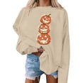 thumbnail image 4 of Uootdi Gift Womens Sweatshirts Crew Neck Halloween Stacked Pumpkin Graphic Print Long Sleeve Oversized Fit Casual Pullover Tops, 4 of 6