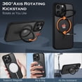 thumbnail image 6 of Case for iPhone 15 Pro 6.1-Inch,  [Compatible with Magsafe] with 360° Rotatable Ring Holder Kickstand Slim Translucent Men Women Shockproof Protective Phone Cover, Black, 6 of 17