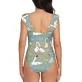 thumbnail image 6 of Yiaed Cute Farm Birds Print Women's Ruffled One Piece Swimsuit V Neck Swimwear Slimming Monokini for Woman-Large, 6 of 8