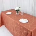 thumbnail image 5 of Balsa Circle 90" x 132" Terracotta Gold Metallic Geometric Design Polyester Rectangle Tablecloth Event, 5 of 8