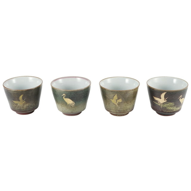 Ymiko Japanese Style Tea Cup,4pcs Retro Kiln Baked Tea Cup Set Japanese Style Ceramic Kung Fu Teaware Drinkware,Kiln Baked Tea Cup