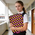 thumbnail image 6 of Haosy Accordion File Organizer Zipper Binder 500 Sheet 6-Tab Expanding File Folder Multi-Pocket 1.2 Inch 3 Ring Pink and Orange Checkered, 6 of 7