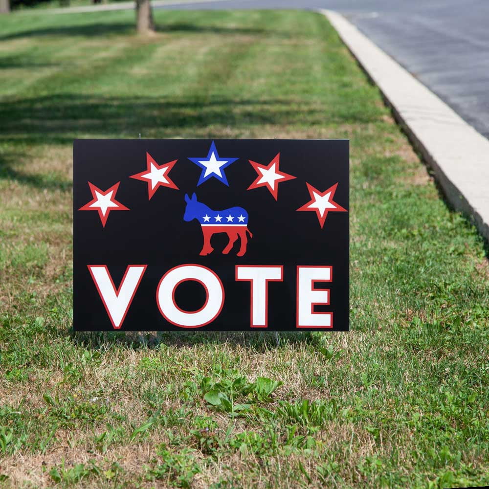 Vispronet Vote Democrat Yard Sign, 23in x 17in Vote Sign with Stake, Corrugated Plastic Material