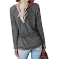 thumbnail image 3 of Chemises à Manches Longues pour Femmes Col Ras du Cou Raglan Casual Tunique en Coton en Vrac T-Shirt d'Automne, 3 of 4