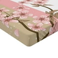 thumbnail image 2 of Ambesonne Japanese Fitted Sheet 2 Pcs Set, Romantic Sakura Blooms, Queen, Sand Brown Pale Pink, 2 of 3