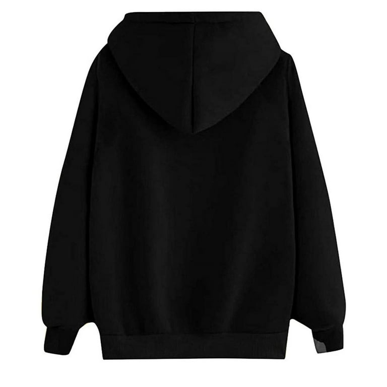 Black hoodie with cheap white strings womens