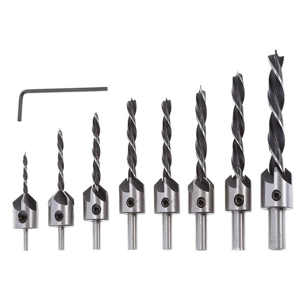 Contened Bit Bit Bit Woodwork Twist Counterbore Carpentry Perforación Reamer Hole Aberner Kit Herramientas de mano de acero de alta velocidad Herramientas de mano 8pcs Bits kenally TO001442-02