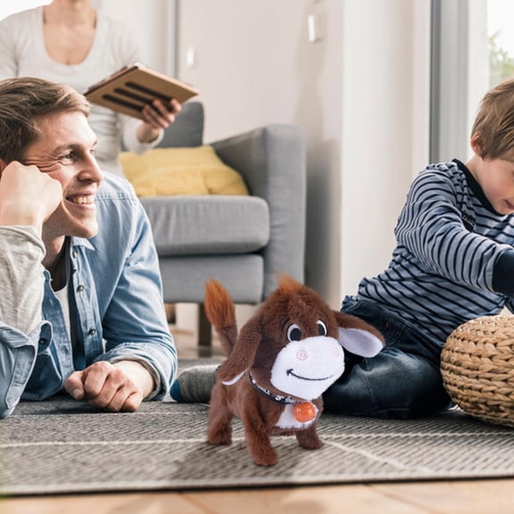 Gqtwoy Walking Donkey Toy Realistic Braying Interactive Electronic Pet, Soft Cuddly Plush Animal, Engaging Farm Animal Companion, Perfect for Imaginative Play, Fun Pet for Animal Lovers