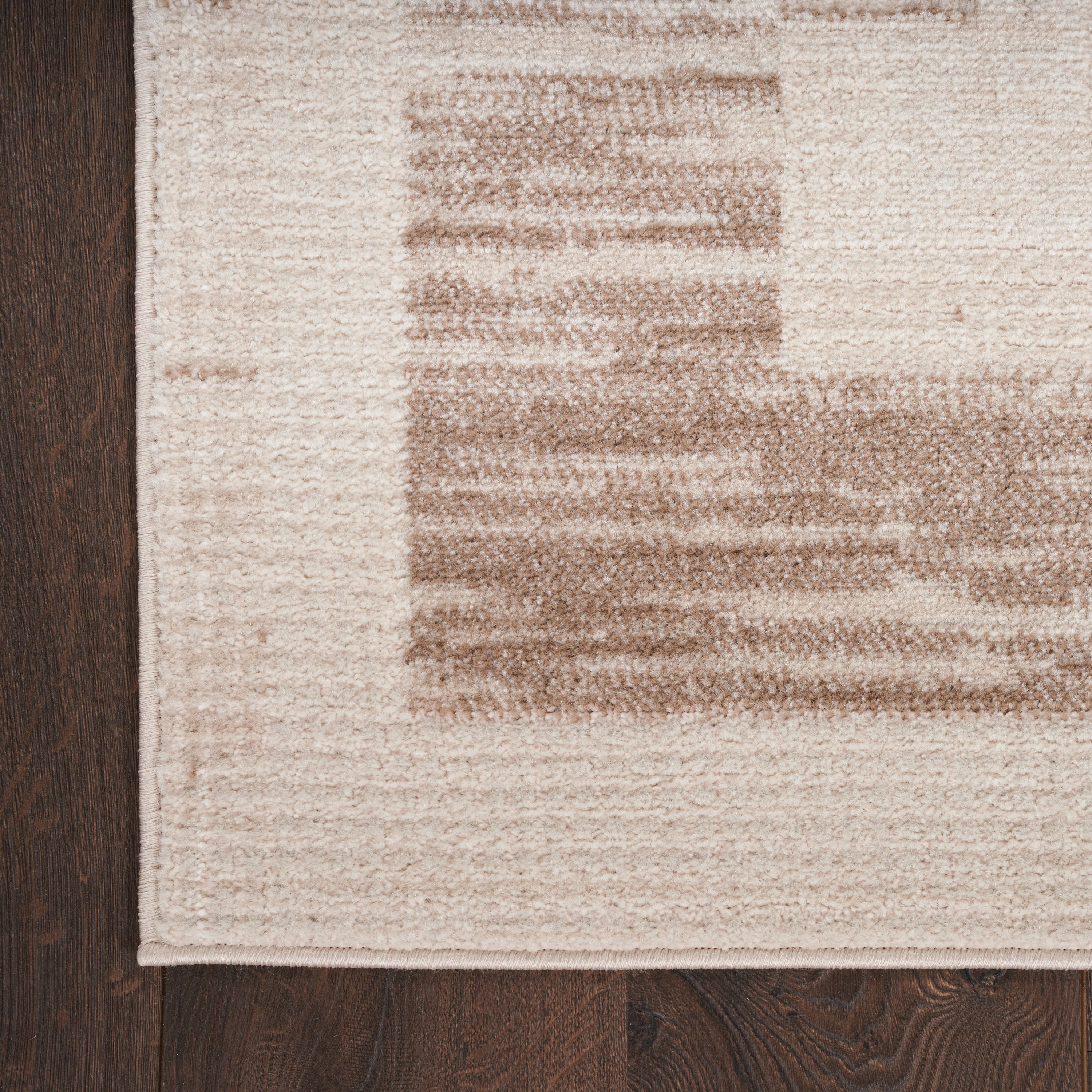 Nourison Serenity Home Geometric Mocha Ivory 2'2" x 7'6 Area Rug (2x8)