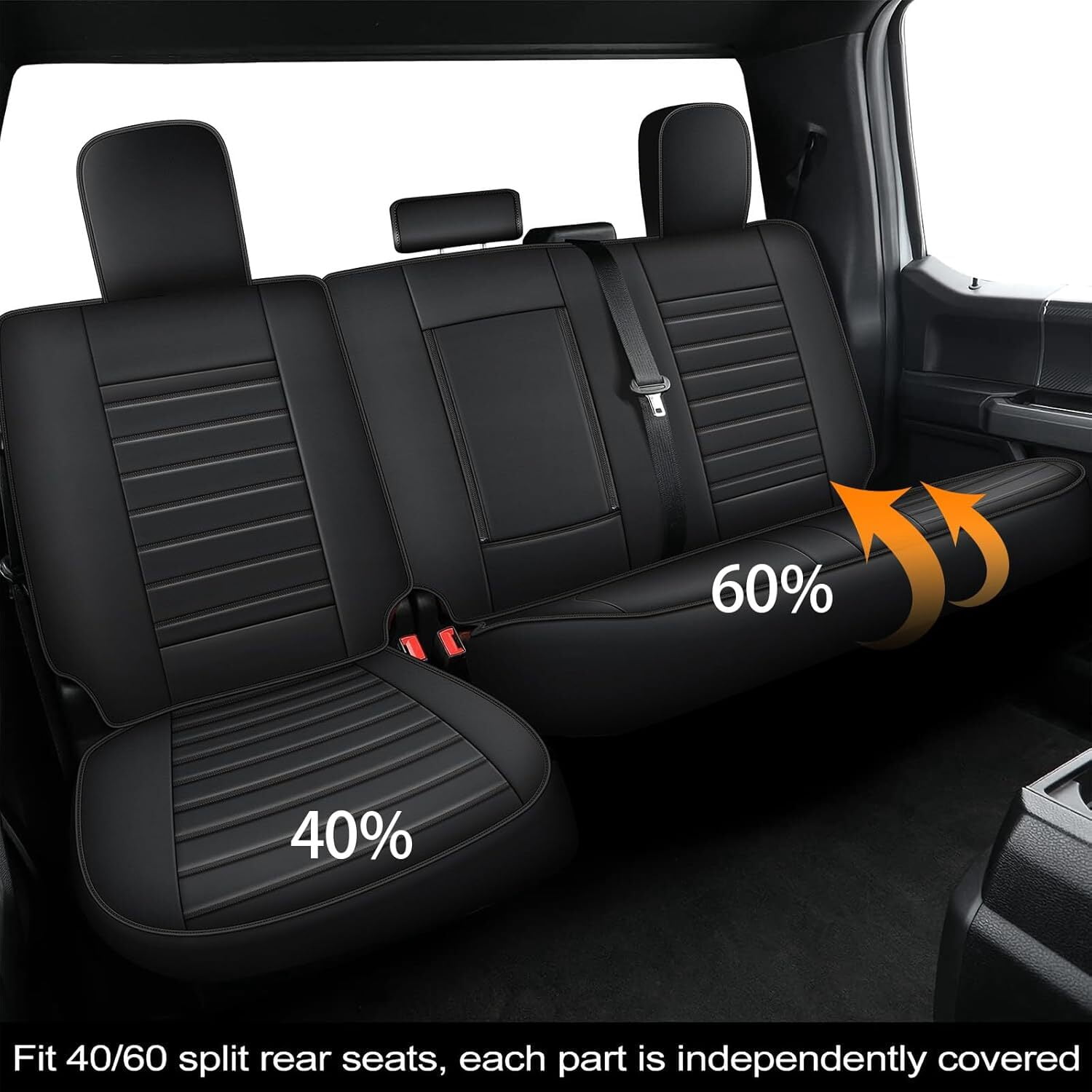 DIKSOAKR Seat Covers for Ford F150 2009-2026 - F250/F350/F450 2017-2026: 5 Seat Full Set Faux Leather Truck Seat Covers Car Cushion (Black)