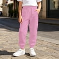 thumbnail image 2 of ZHOGXU Soft Winter Elastic Waist Solid Color Jogger Kids Pants For Girls With Pocket Back To School Wear, 2 of 5